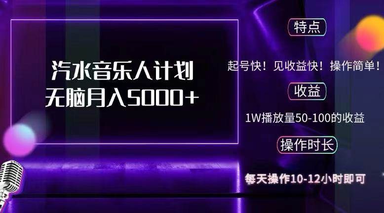 抖音汽水音乐人计划无脑月入5000+-三柒社区