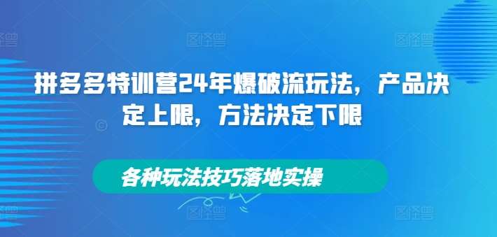 拼多多特训营24年爆破流玩法，产品决定上限，方法决定下限，各种玩法技巧落地实操-三柒社区