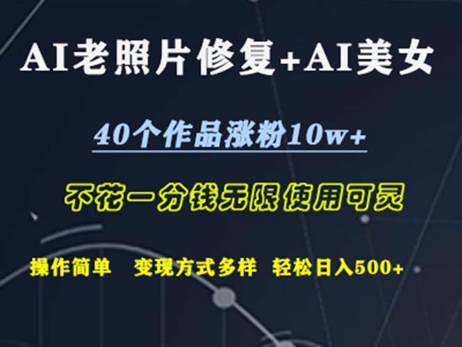 AI老照片修复+AI美女玩发  40个作品涨粉10w+  不花一分钱使用可灵  操…-三柒社区