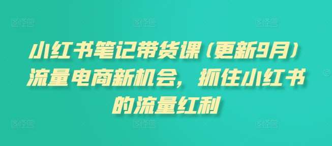 小红书笔记带货课(更新9月)流量电商新机会，抓住小红书的流量红利-三柒社区