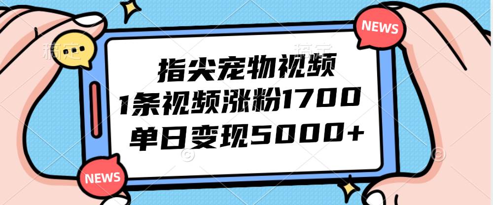 指尖宠物视频，1条视频涨粉1700，单日变现5000+-三柒社区