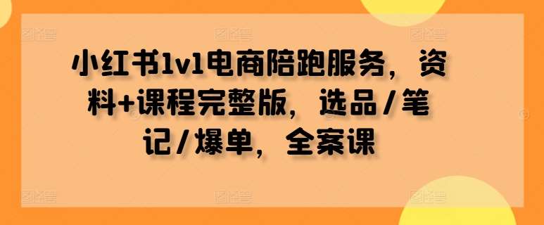 小红书1v1电商陪跑服务，资料+课程完整版，选品/笔记/爆单，全案课-三柒社区