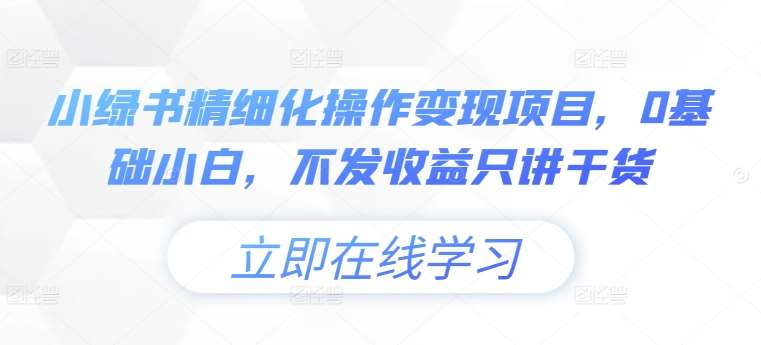 小绿书精细化操作变现项目，0基础小白，不发收益只讲干货-三柒社区