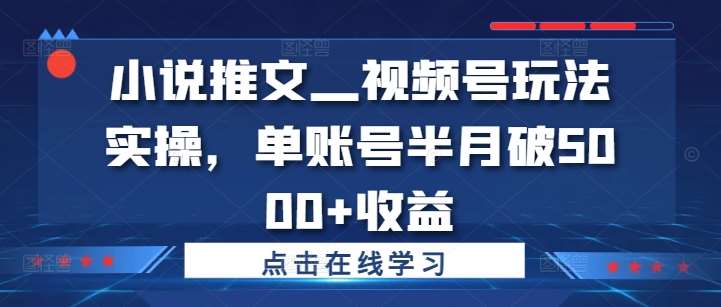 小说推文—视频号玩法实操，单账号半月破5000+收益-三柒社区