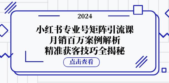 小红书专业号矩阵引流课，月销百万案例解析，精准获客技巧全揭秘-三柒社区